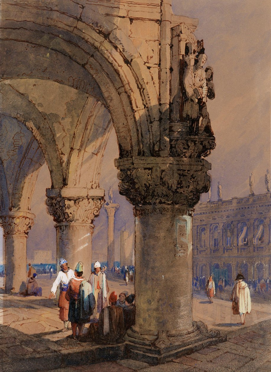 A Dózse-palota oszlopcsarnoka, Velence alkotó: Samuel Prout