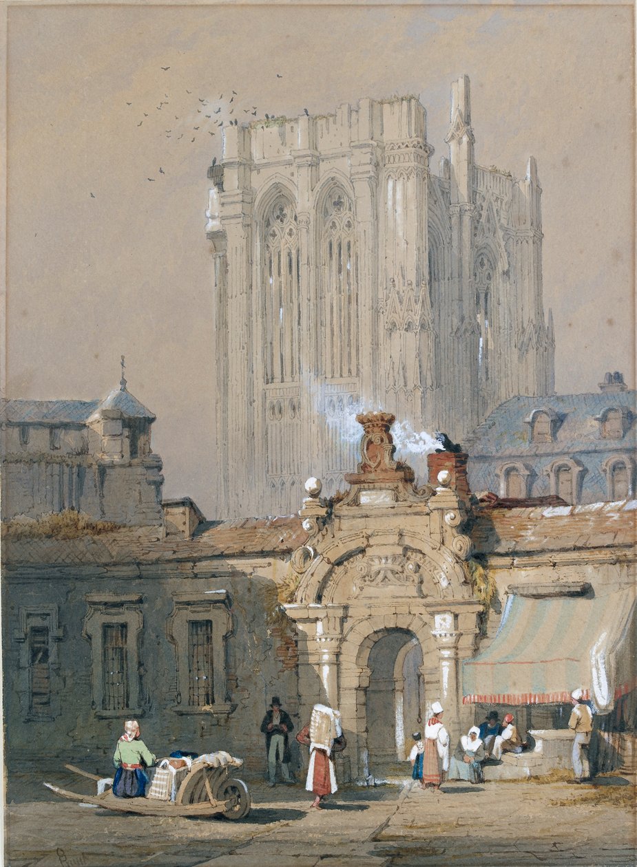 A régi torony, kölni dóm, 19. század eleje alkotó: Samuel Prout