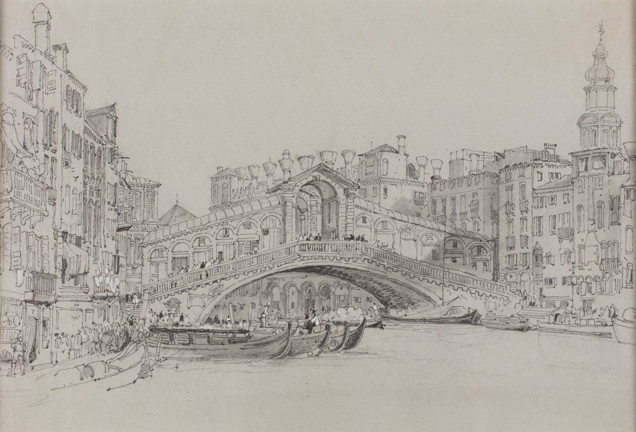 A Rialto, Velence, ismeretlen dátum (akvarell, papír) alkotó: Samuel Prout