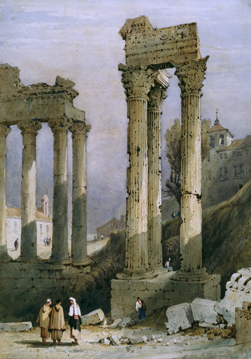 Vespasianus és Szaturnusz temploma (akvarell papíron) alkotó: Samuel Prout