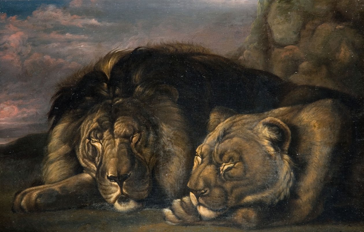 Alvó oroszlán és oroszlán 1823-1830. alkotó: Samuel Raven