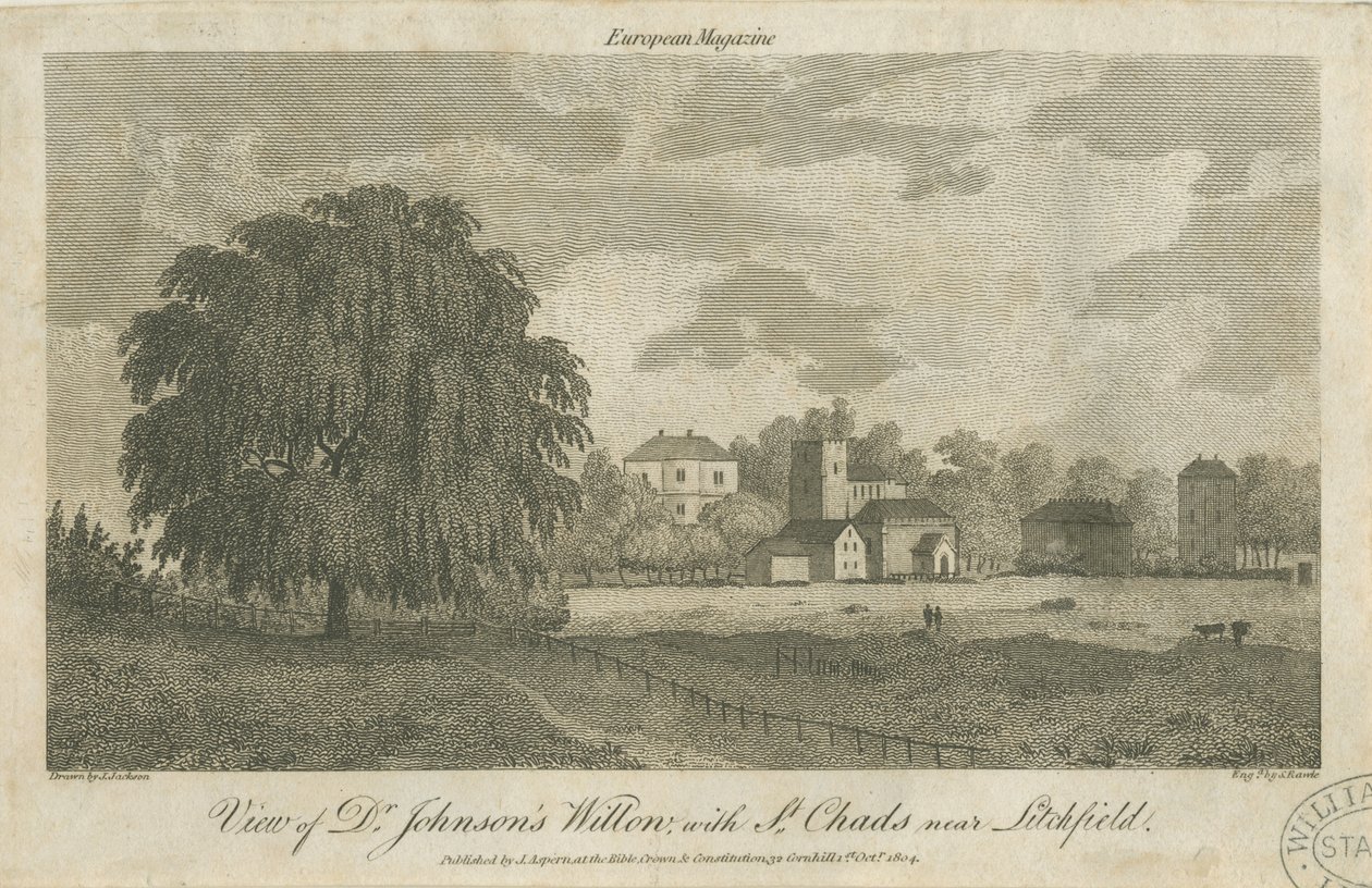 Lichfield – "Dr. Johnson" Willow Tree: metszet, nd [c 1804] alkotó: Samuel Rawle