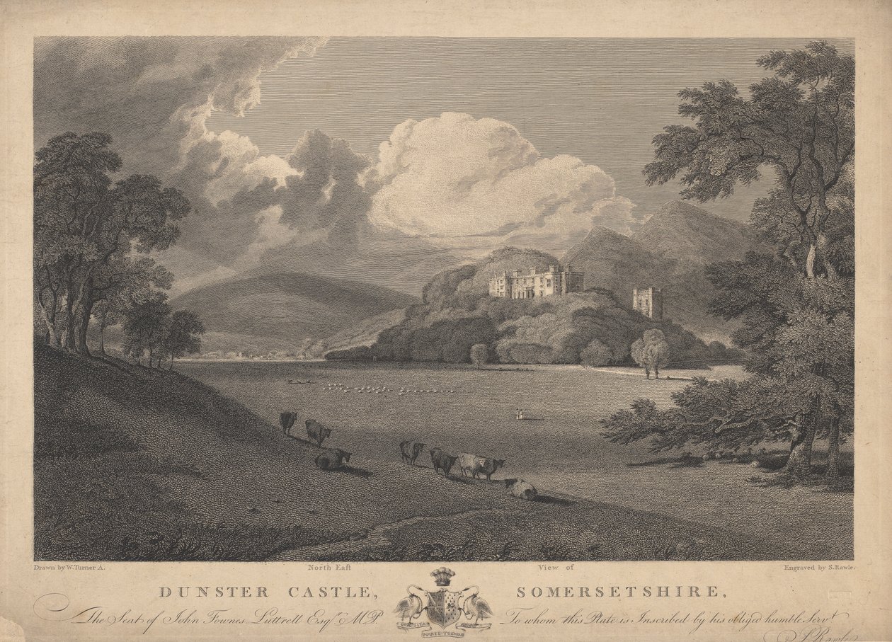 Északkeleti kilátás a Dunster kastélyra, Somersetshire alkotó: Samuel Rawle
