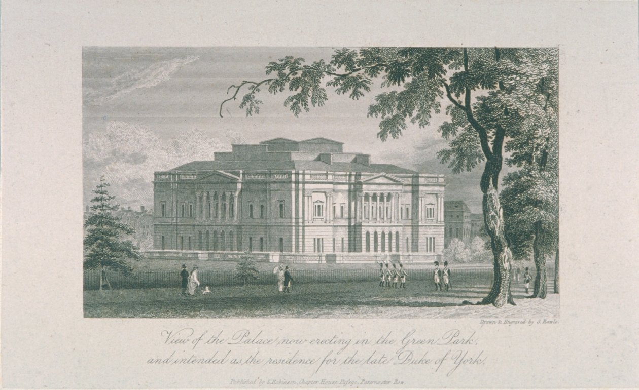 Kilátás a York-házra és a Green Parkra, 1800 körül alkotó: Samuel Rawle