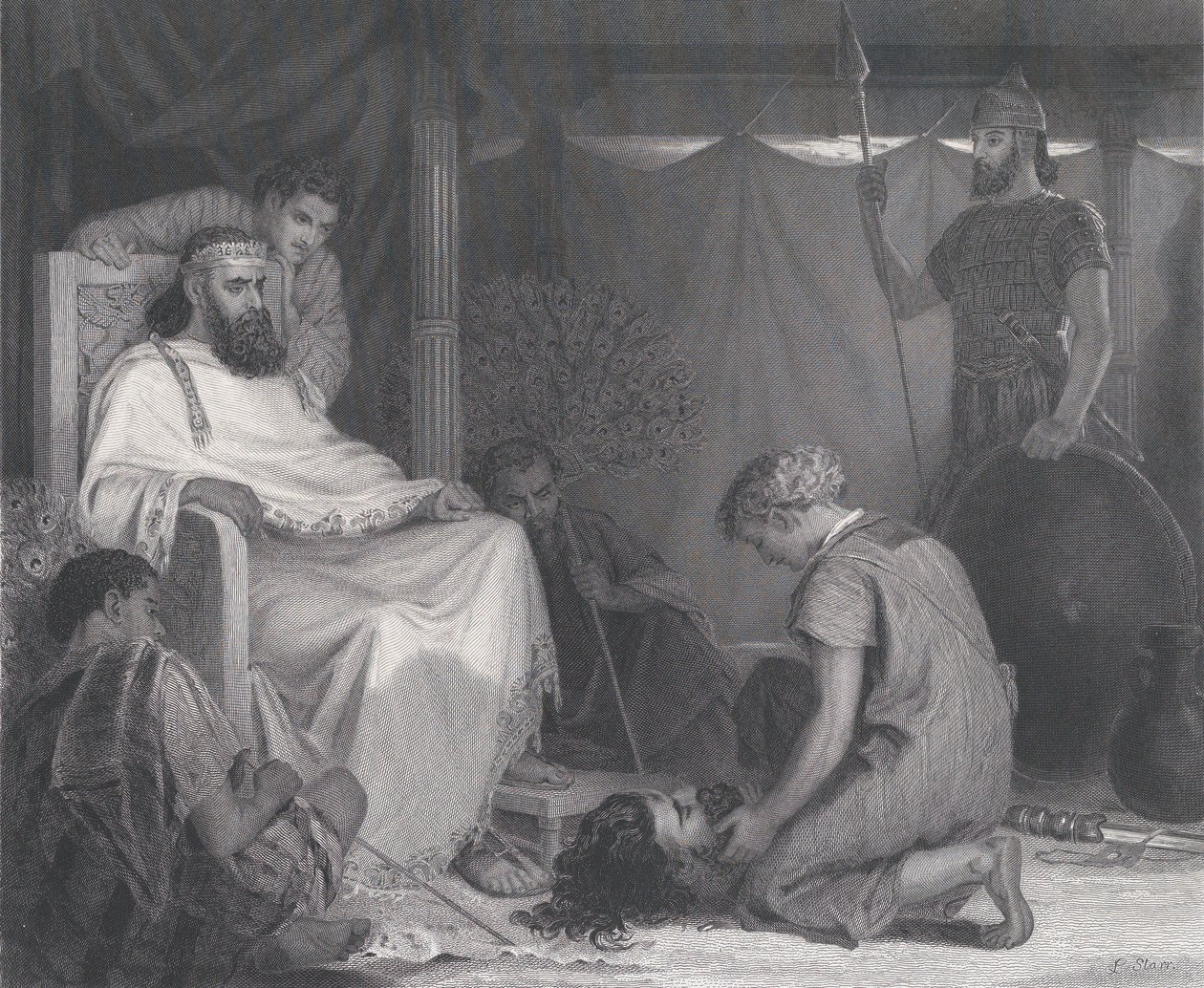 David Brought Before Saul, a The Art Journal-ból, szemközti o. 100, 1871. április. alkotó: Samuel S. Smith