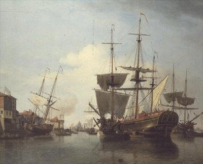 Szénhajó a Temzén Deptford közelében alkotó: Samuel Scott
