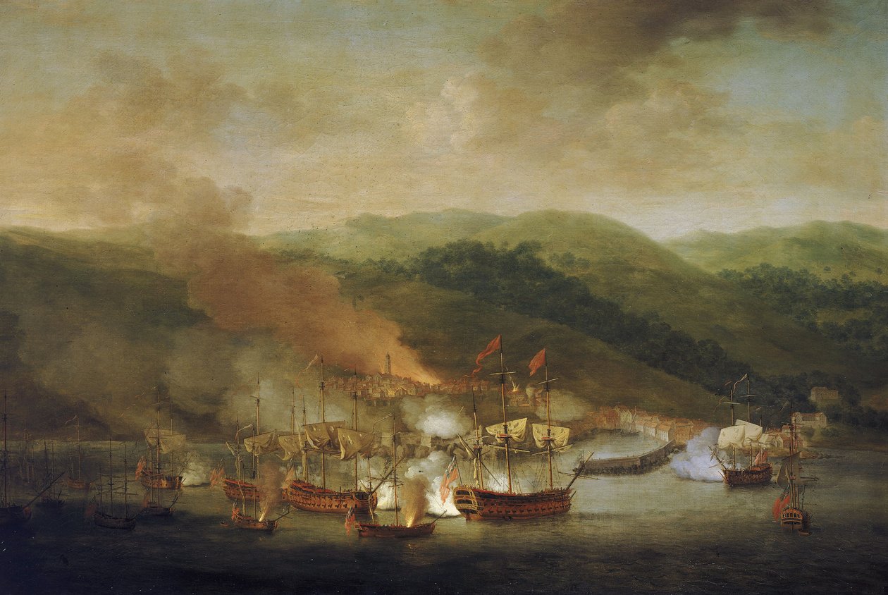 Osztrák örökösödési háború (1740-1748): Bastia (Franciaország) bombázása, november 6. alkotó: Samuel Scott