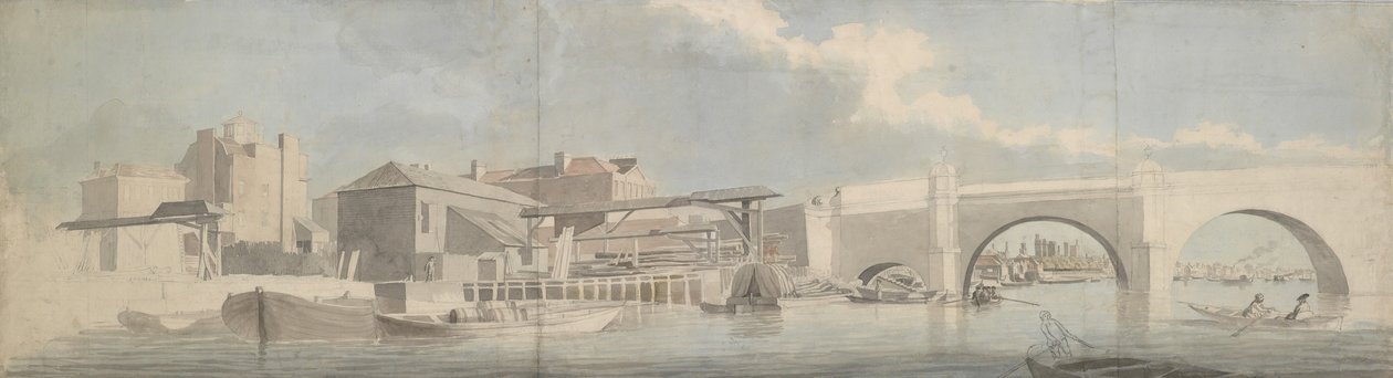 Westminster Bridge, a Surrey Side, kb. 1750. alkotó: Samuel Scott