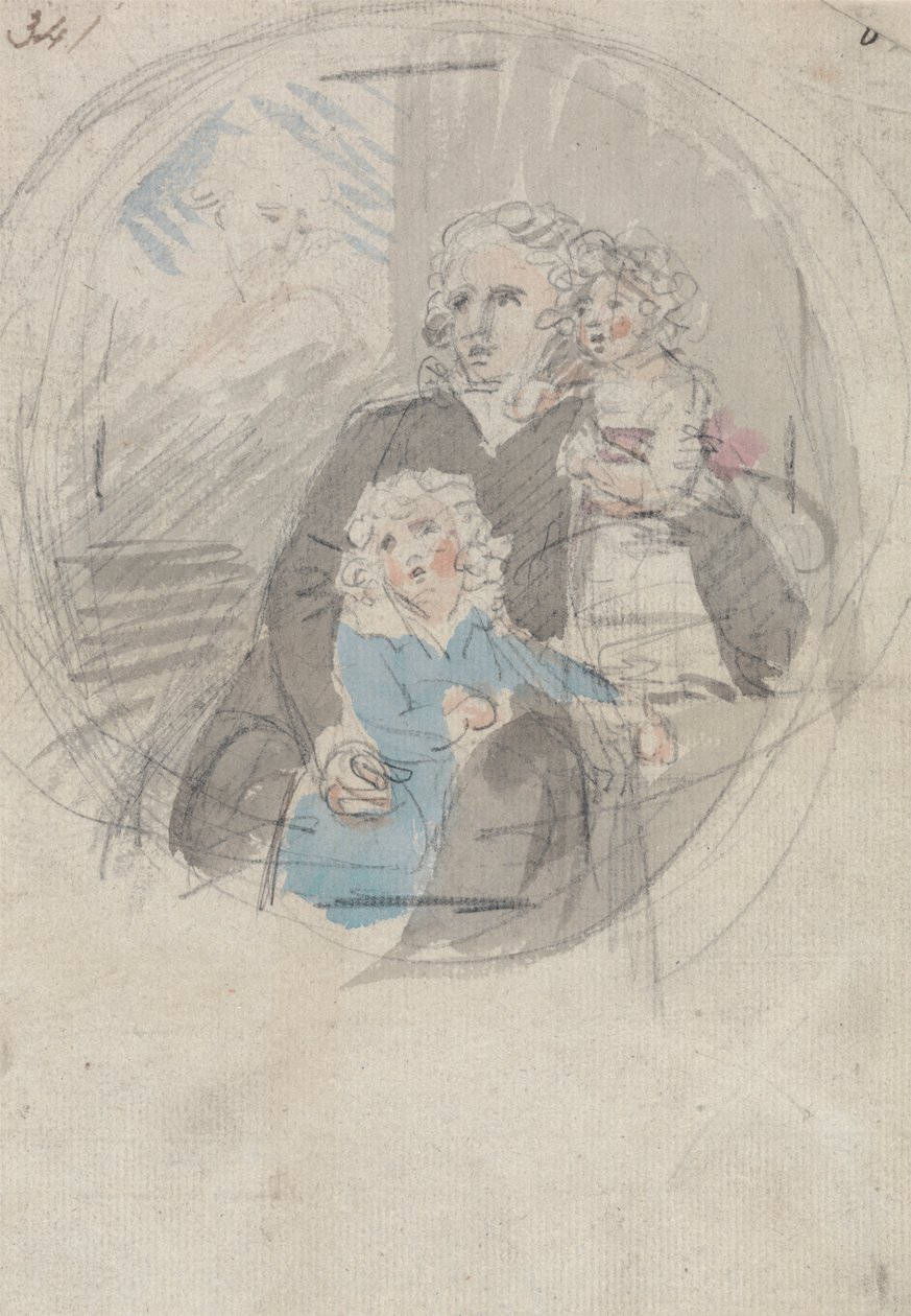 Tanulmány egy portrécsoport számára alkotó: Samuel Shelley