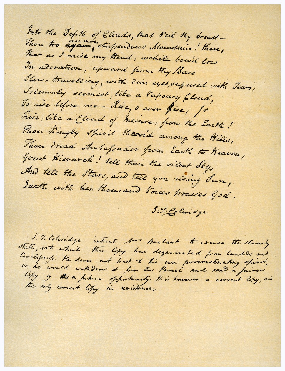 Himnusz Napkelte előtt a Chamouny-völgyben, először 1802-ben nyomtatták ki. alkotó: Samuel Taylor Coleridge