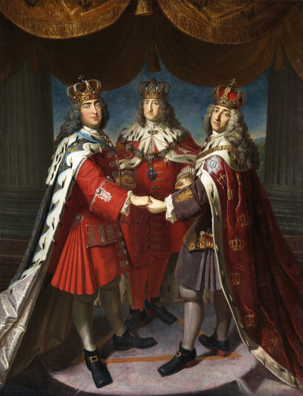 I. Frigyes királyok szövetsége Poroszországban, II. Erős augusztus és IV. Frigyes Dánia, 1709. alkotó: Samuel Theodor Gericke