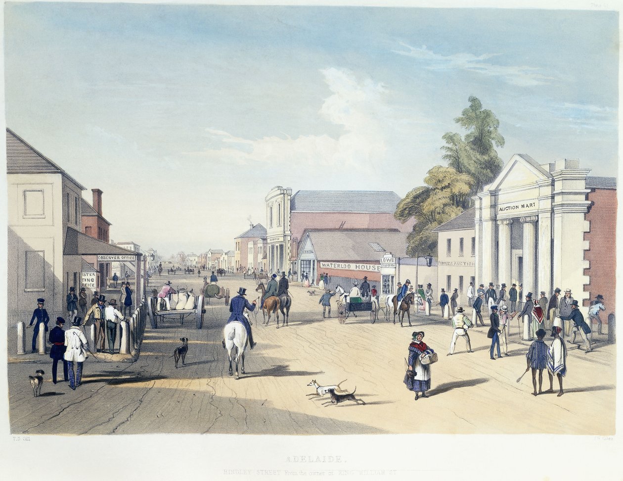 Adelaide, Hindley Street, 41. tábla, George French Angas „South Australia Illustrated” című művéből alkotó: Samuel Thomas Gill