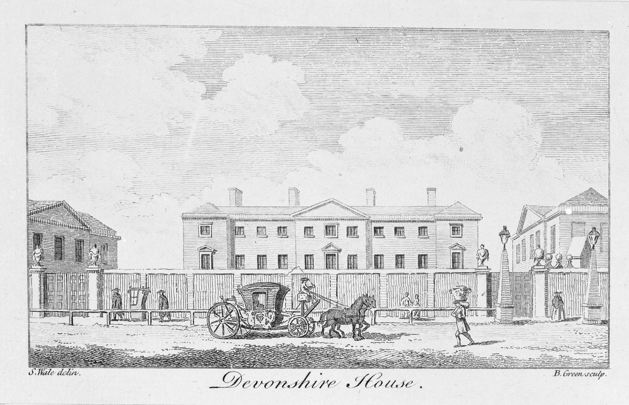 Devonshire-ház, Benjamin Green metszete, 1761 alkotó: Samuel Wale