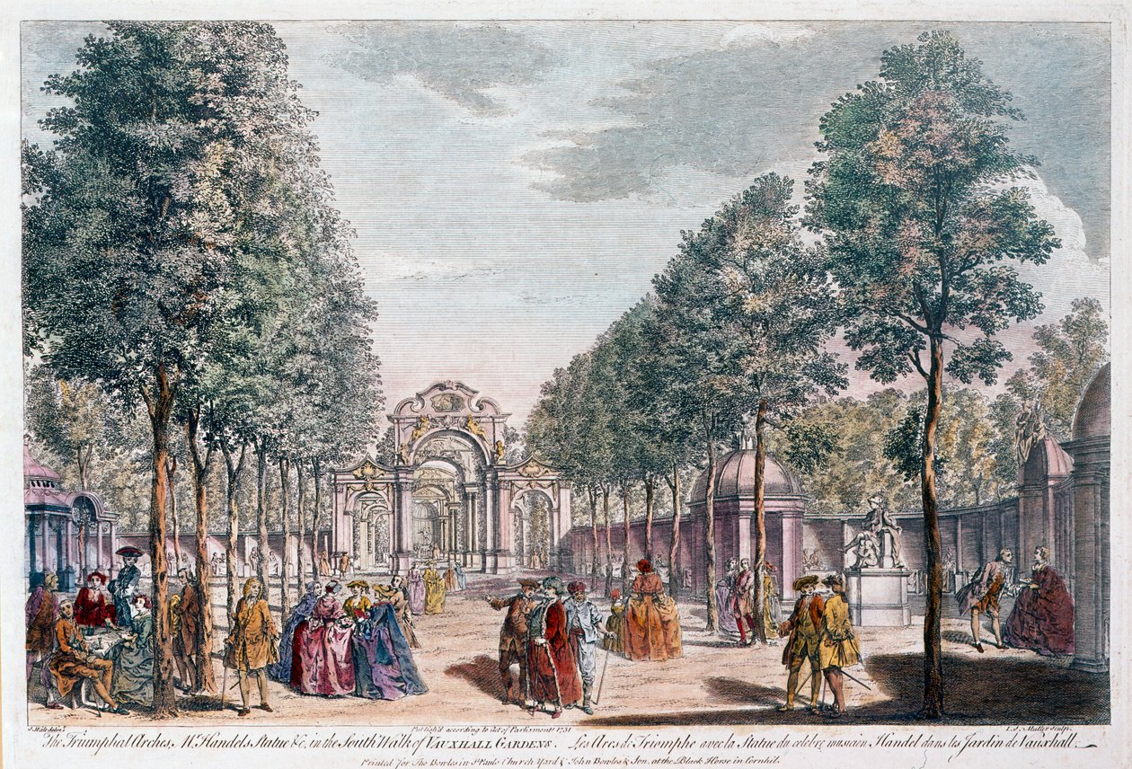 Vauxhall Gardens, metszett: John Miller, más néven Johann Sebastian Müller alkotó: Samuel Wale