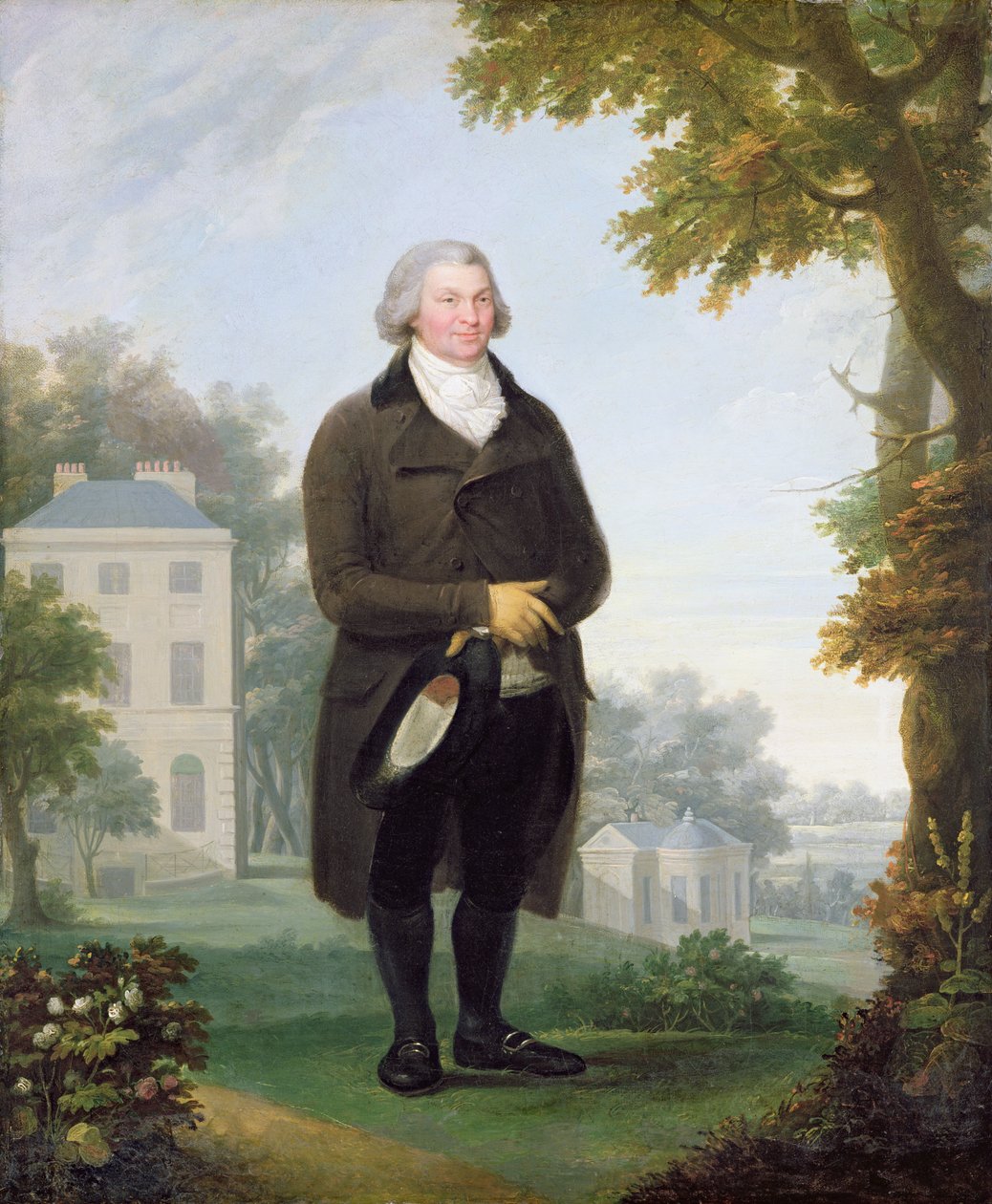 Gentleman in the Grounds of House, 1800-1810 körül (olaj, vászon) alkotó: Samuel de Wilde