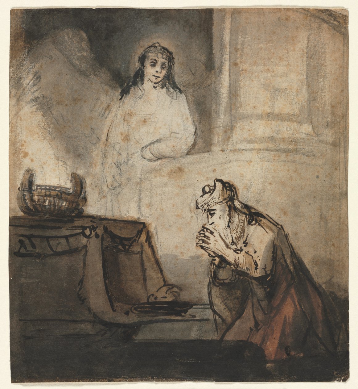 Zakariásnak megjelenő angyal, 1600-as évek harmadik negyede. alkotó: Samuel van Hoogstraten