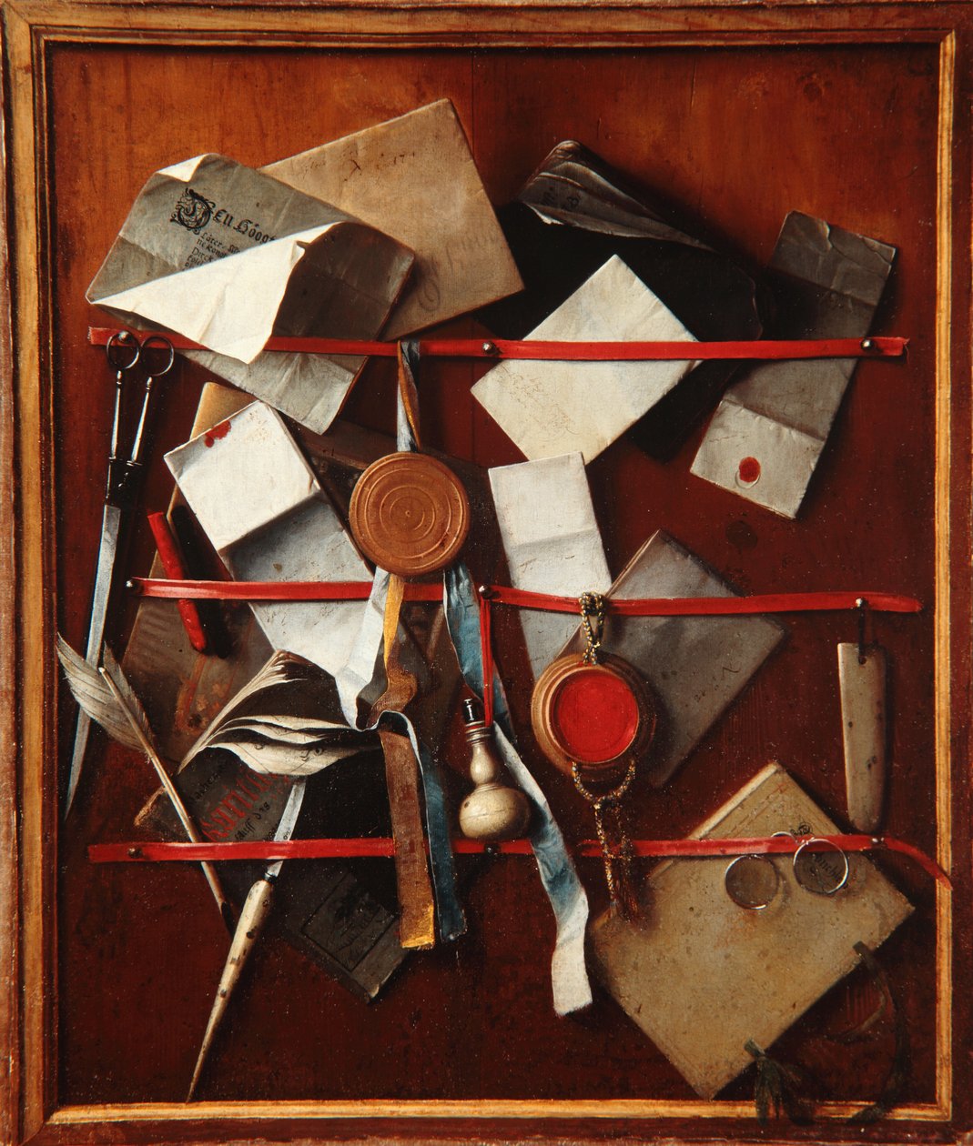 Színlelt levéltartó íróeszközökkel, 1655 körül alkotó: Samuel van Hoogstraten