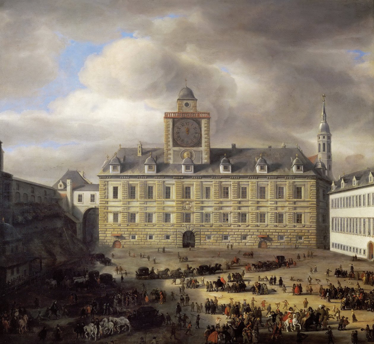 Fő tér a bécsi császári váron belül - Samuel Dirksz van Hoogstraten (1627-1678). olaj a fára alkotó: Samuel van Hoogstraten