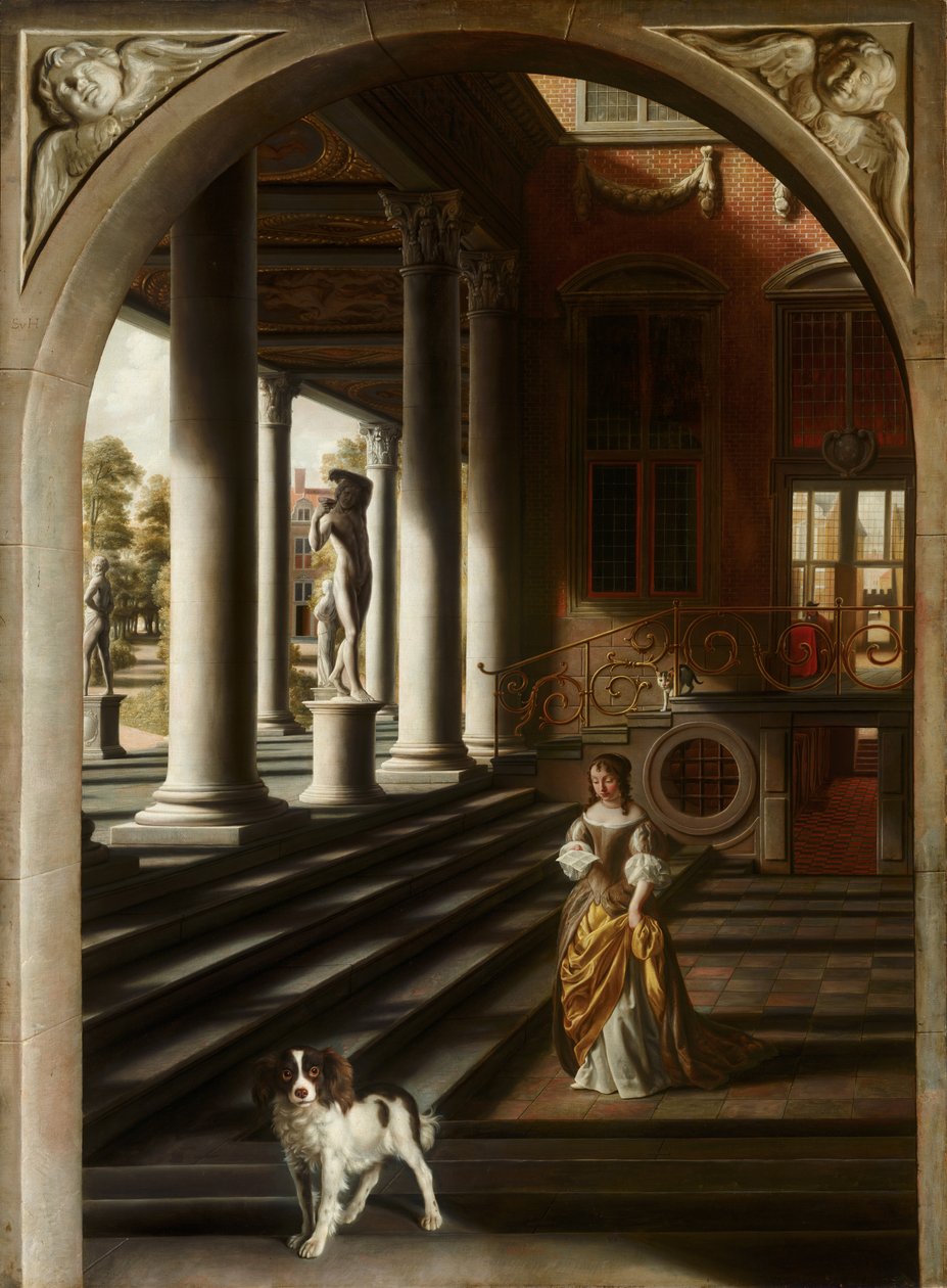Perspektíva egy levelet olvasó nővel, c. 1670 alkotó: Samuel van Hoogstraten