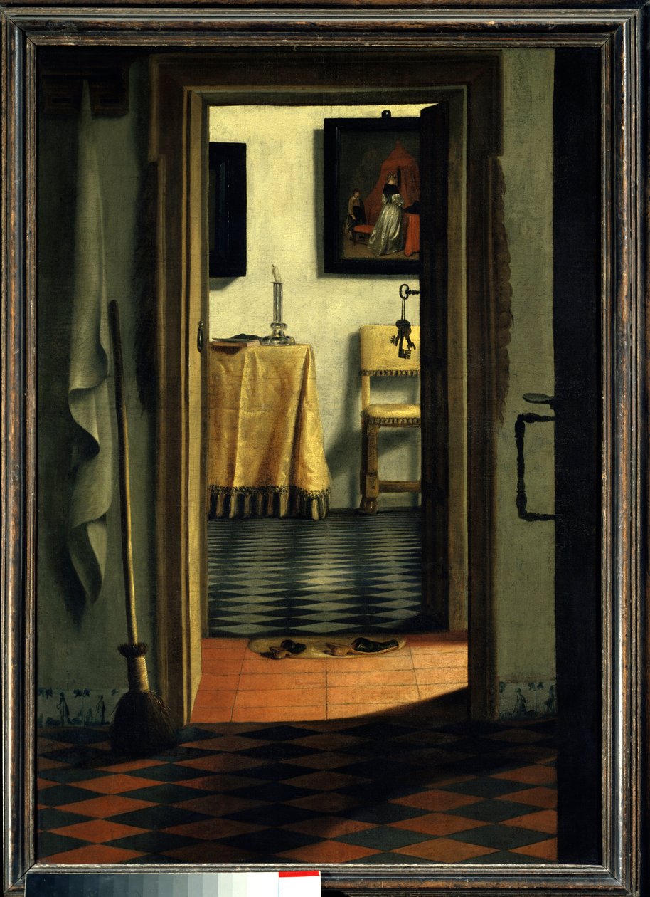 A papucsok Házbelső Hollandiában - Samuel Hoogstraten (1626-1678) festménye (ec flam) 17. század V 1,03x0,70 m Párizs, Musee du Louvre alkotó: Samuel van Hoogstraten