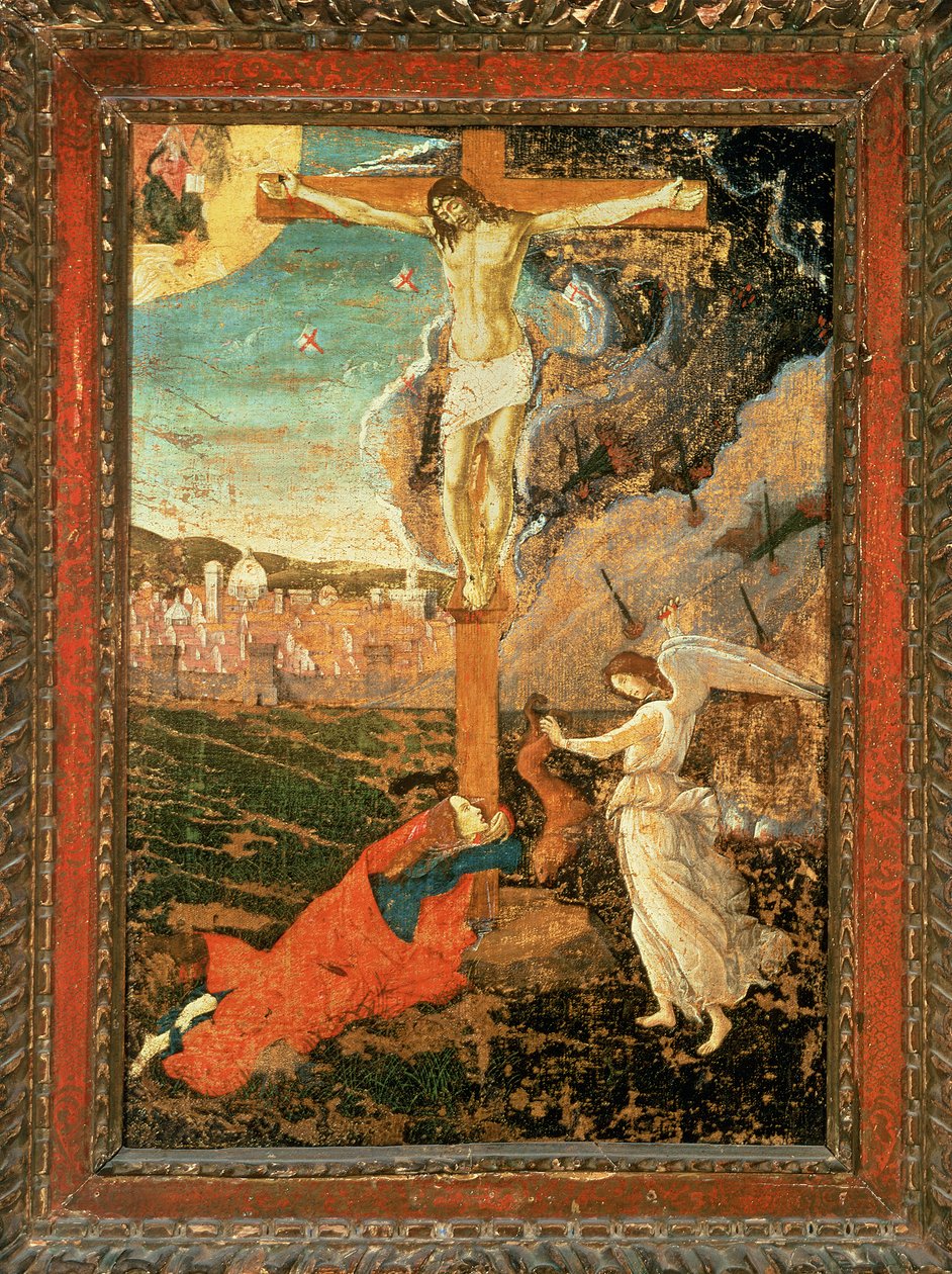 Mystic Crucifixion, c1500 (panelről átvitt tempera és olaj, vászon) alkotó: Sandro Botticelli