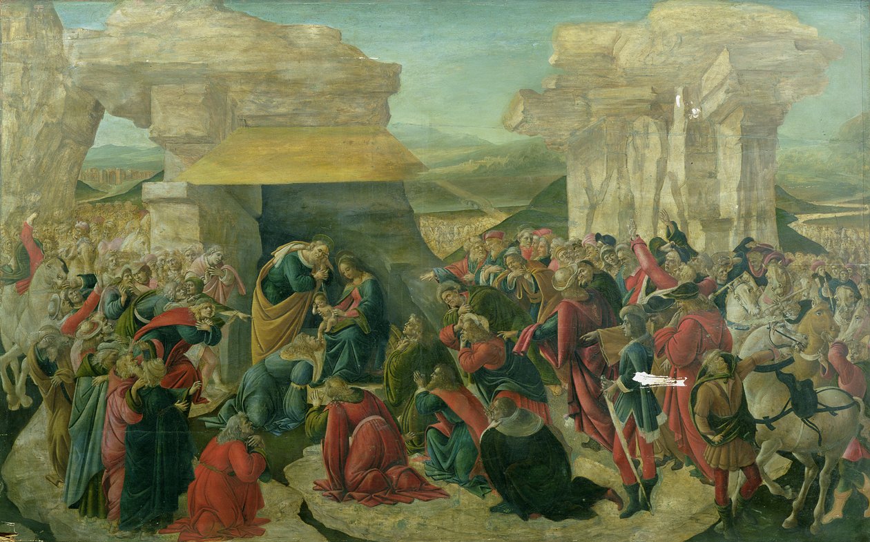 A mágusok imádása, 1480 körül (tempera a panelen) (sérült) alkotó: Sandro Botticelli