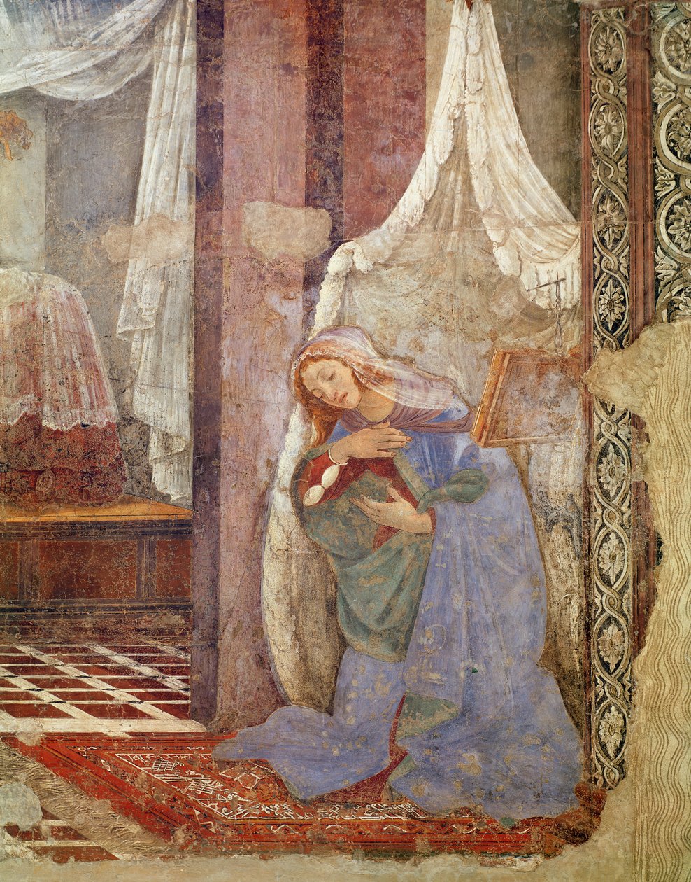 Angyali üdvözlet, a szűz részlete, 1481 (tempera fán) alkotó: Sandro Botticelli