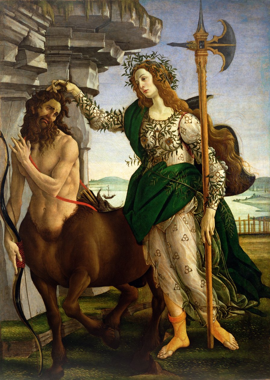 Athéné és a kentaur, 1480 körül (tempera, tábla) alkotó: Sandro Botticelli