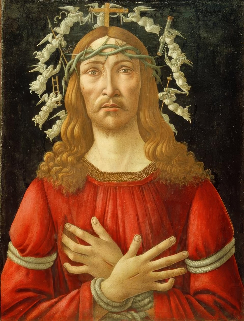 Krisztus, mint a fájdalmak embere angyali nimbusszal alkotó: Sandro Botticelli