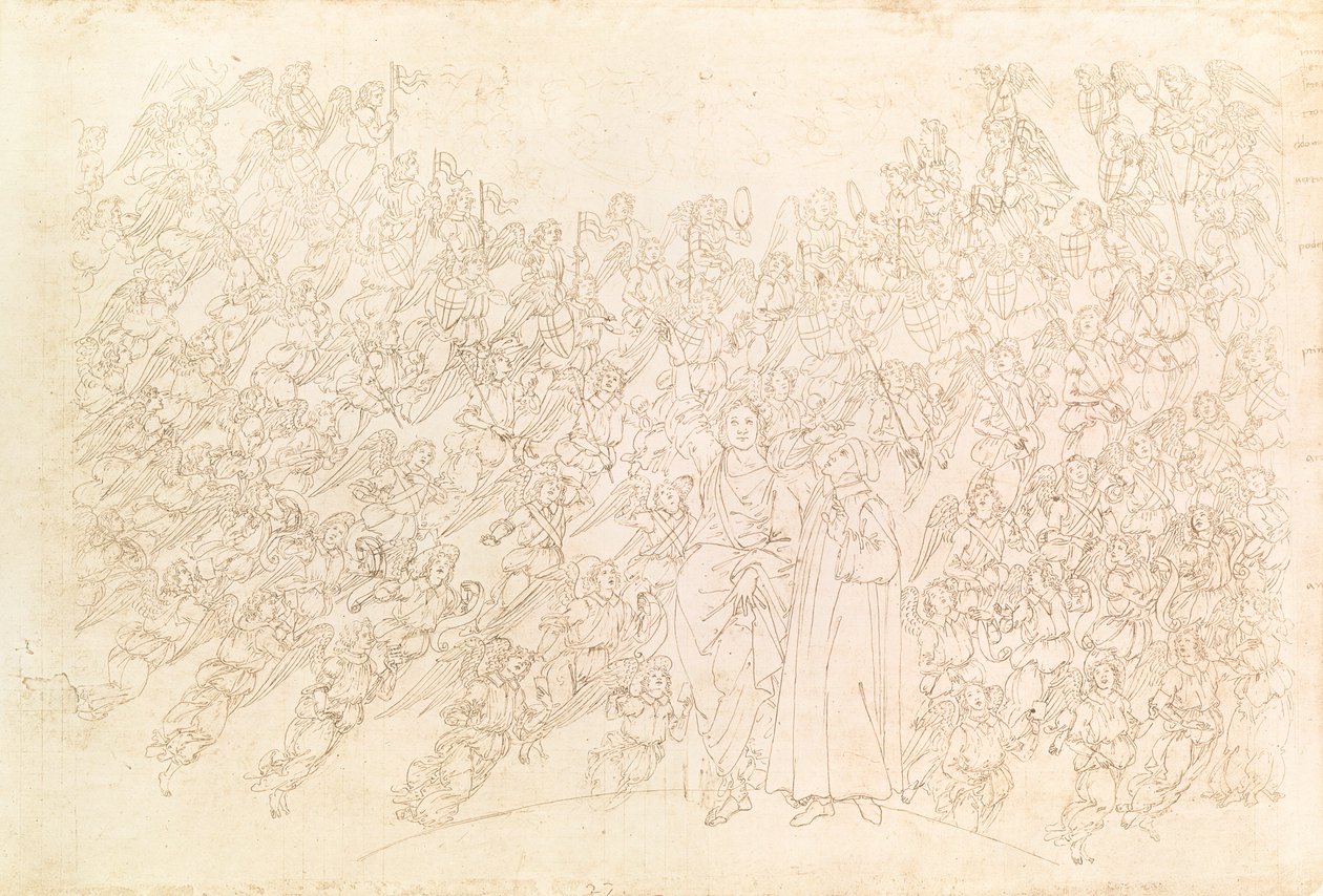 Dante és Beatrice, Dante "Isteni színjátékából", 1480 körül alkotó: Sandro Botticelli