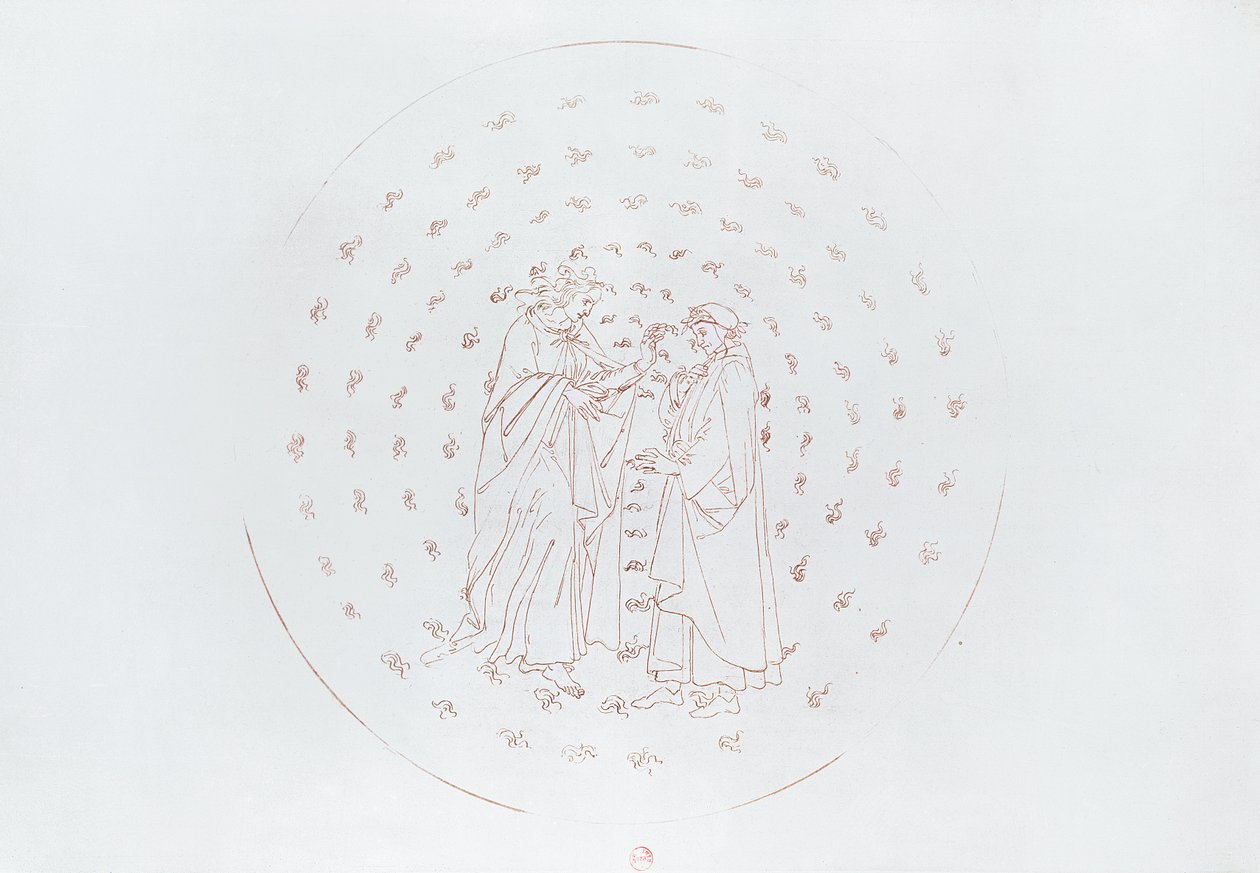 Dante és Beatrice, Dante Alighieri (1265-1321) "Isteni színjátékából" 1480 körül alkotó: Sandro Botticelli