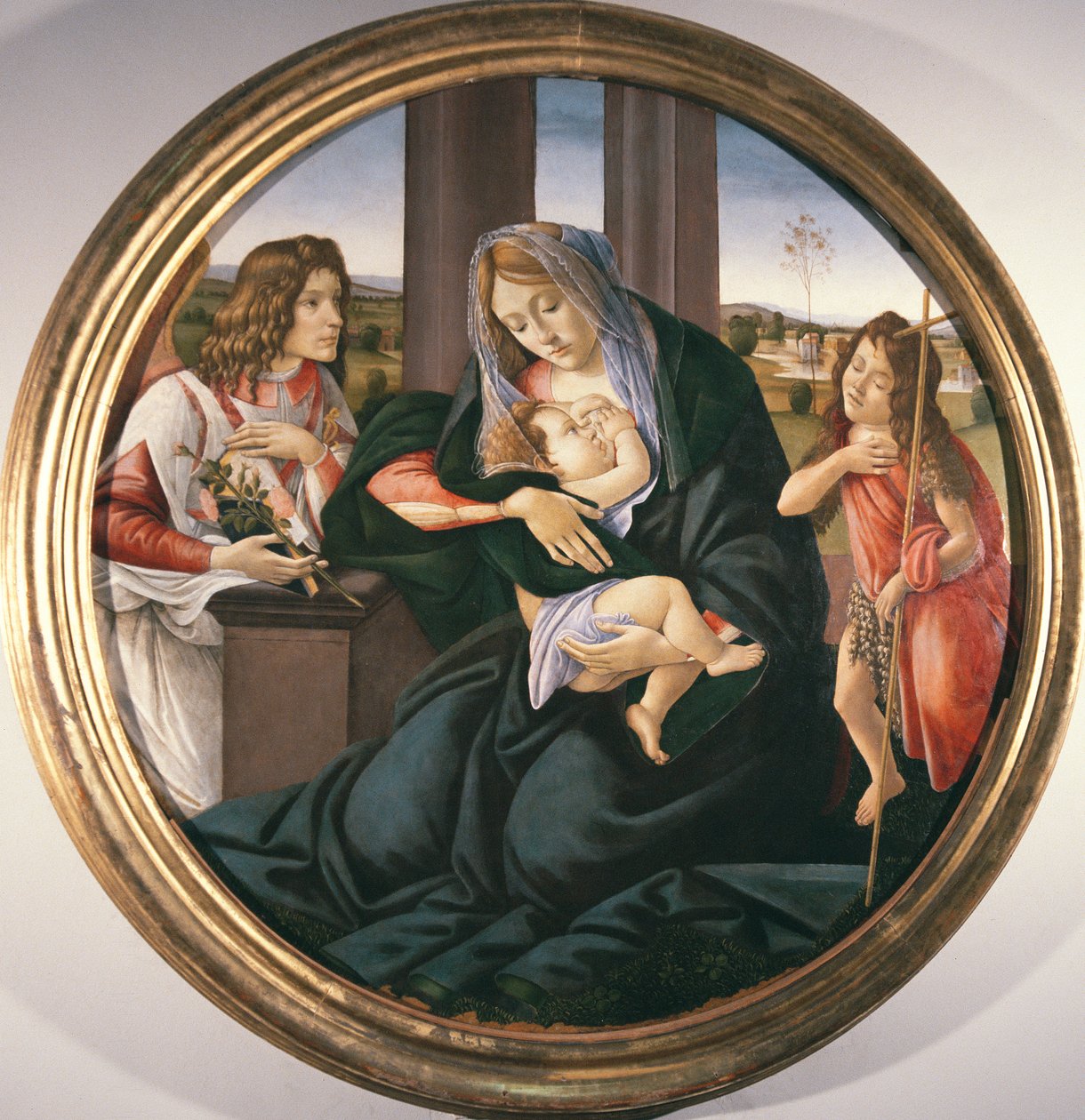 Madonna és gyermek Keresztelő Szent Jánossal és egy angyallal alkotó: Sandro Botticelli