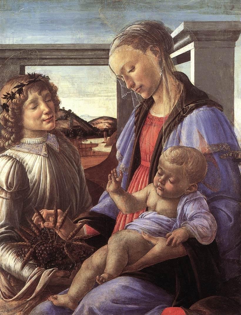 Madonna és gyermeke egy angyallal alkotó: Sandro Botticelli