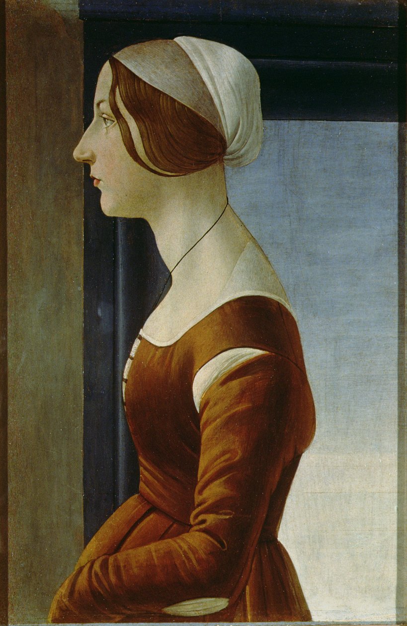 Egy Alfonsina Orsininek tartott nő portréja alkotó: Sandro Botticelli