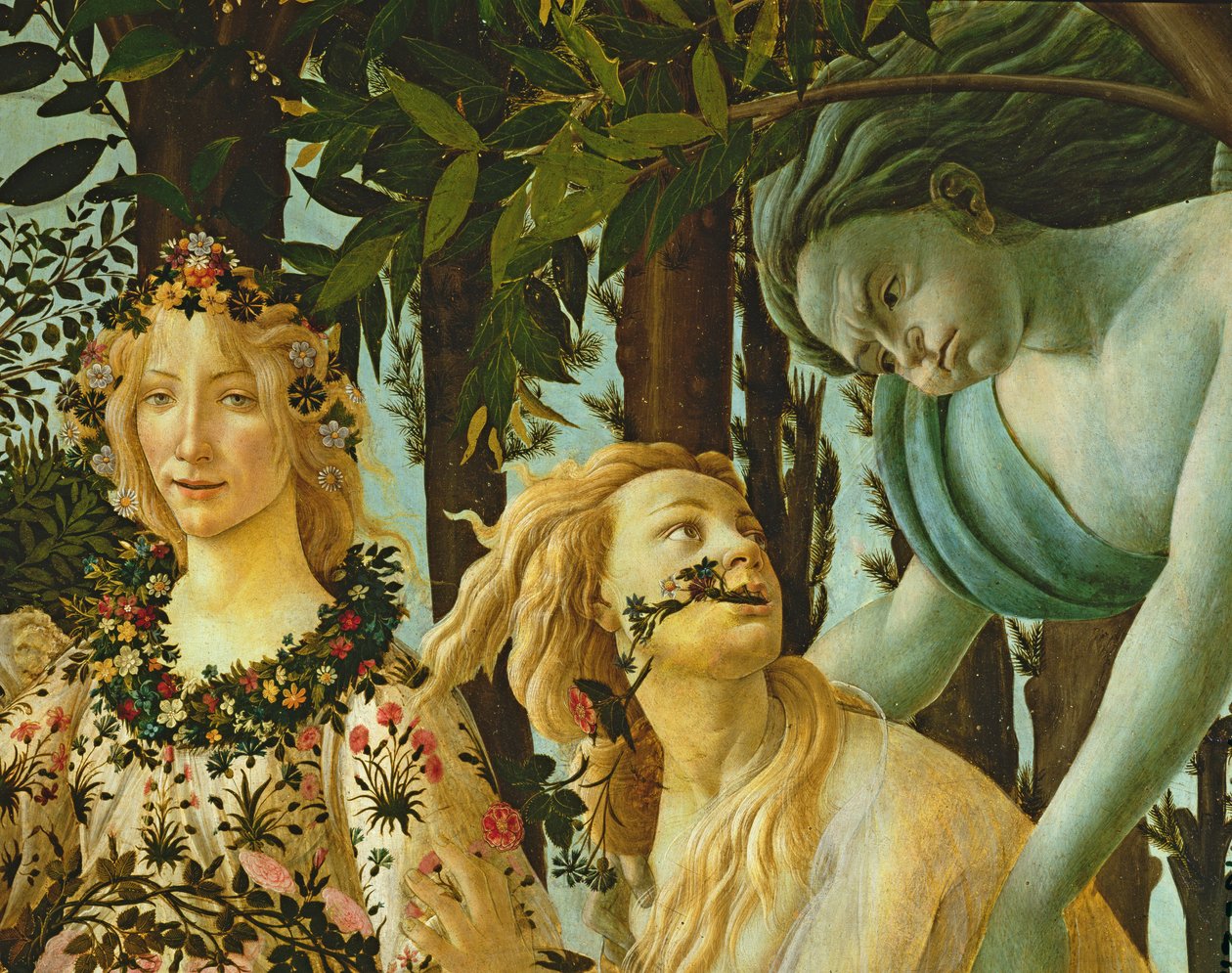 Primavera, Flora és Zephyr részlete, 1478 körül, (tempera, tábla) (részlet az 558-ból) alkotó: Sandro Botticelli
