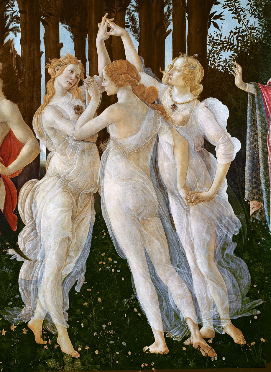 Primavera, a Három grácia részlete, 1478, tempera, tábla, 1478 alkotó: Sandro Botticelli