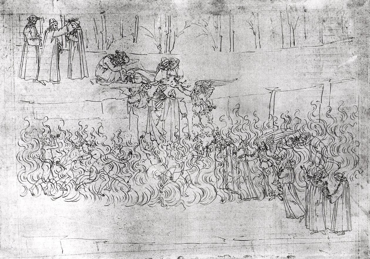 Purgatórium, Dante Alighieri (1265-1321) „Isteni színjátékából” 1480 körül alkotó: Sandro Botticelli