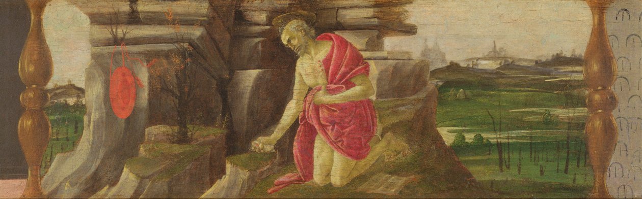 Szent Jeromos bűnbánatban, predella tábla a Szent Márk oltárképből, 1488-90 körül (tempera, tábla) (lásd 44333, 44348, 44331, 138693). alkotó: Sandro Botticelli