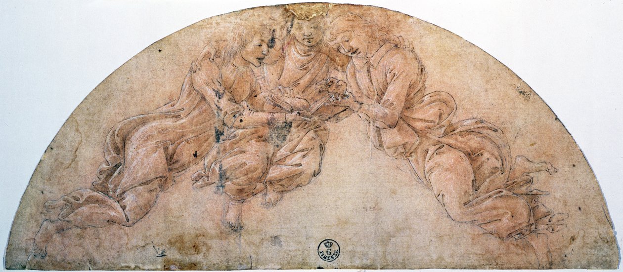 Tanulmány a három angyalról (rajz) alkotó: Sandro Botticelli