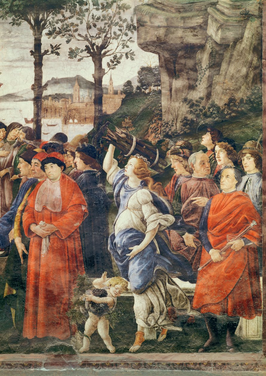 A leprás megtisztulása és Krisztus megkísértése, a jobb oldali ábrák részlete, 1481-83 körül (75786. részlet) alkotó: Sandro Botticelli