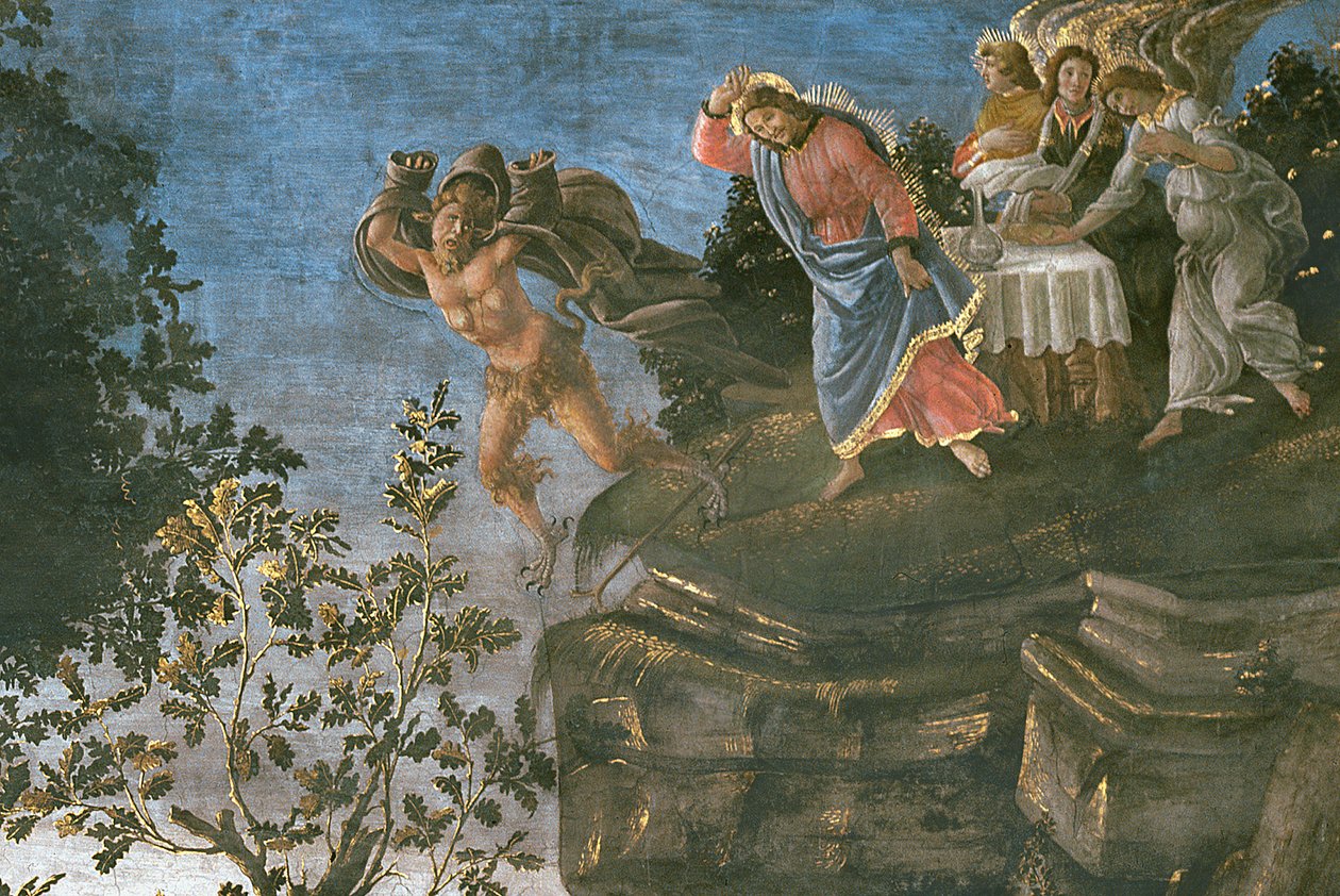 A leprás megtisztulása és Krisztus megkísértése, a Sixtus-kápolnában, 1481 freskó részlet 75786-ból alkotó: Sandro Botticelli