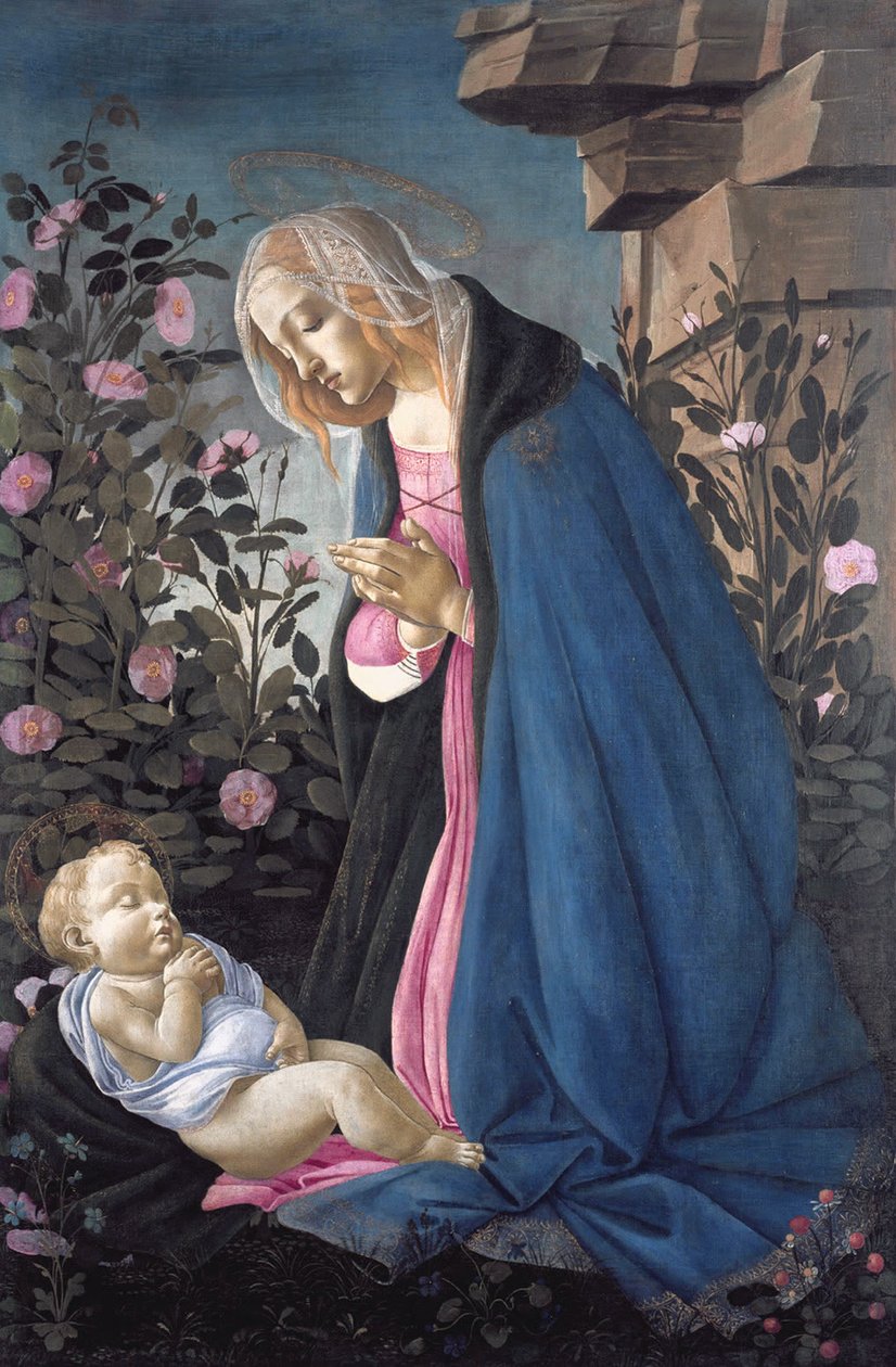 A Szűz imádja az alvó Krisztus gyermeket alkotó: Sandro Botticelli