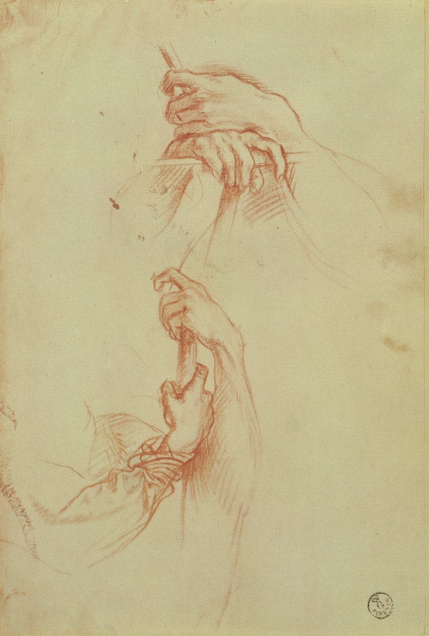 Két tanulmány egy fiatal férfi kézpárjáról (vörös kréta) alkotó: Sandro Botticelli
