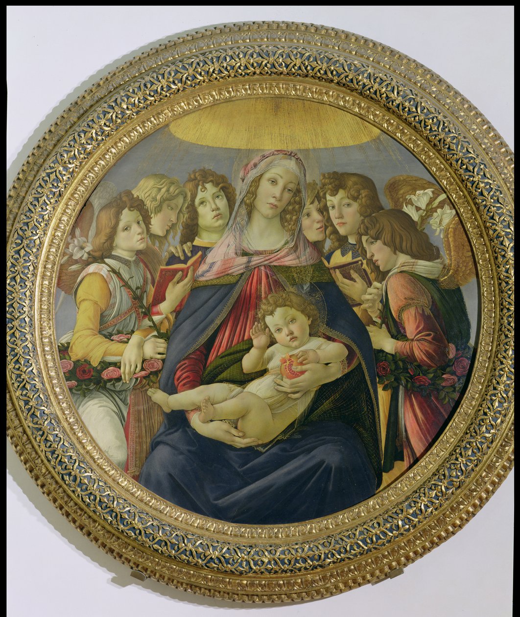 Szűz és gyermek hat angyallal, a Gránátalma Madonnája, 1478-79 körül (tempera a panelen) (a részletekért lásd: 148859) alkotó: Sandro Botticelli