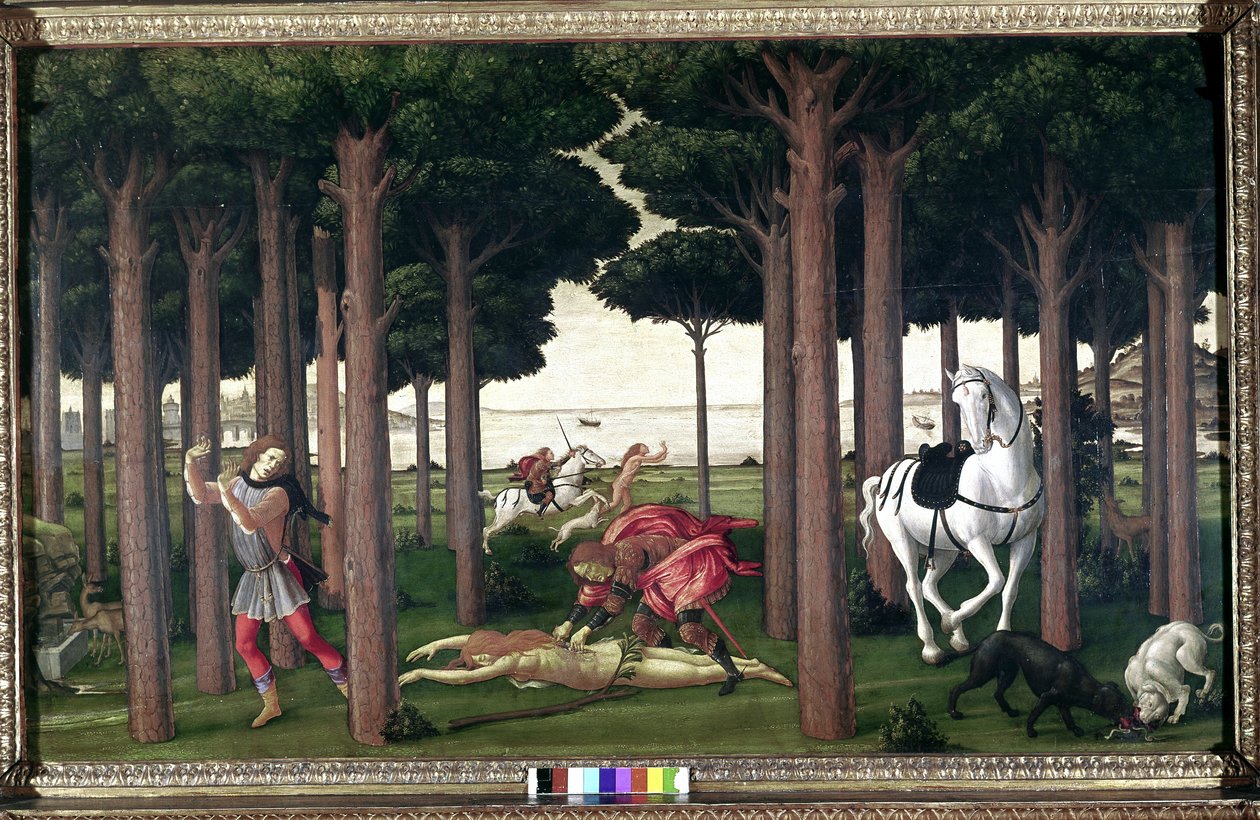 Boccaccio Dekameronjából; Nastagio degli Onesti történetei (második epizód) alkotó: Sandro (1444/5 1510) Botticelli