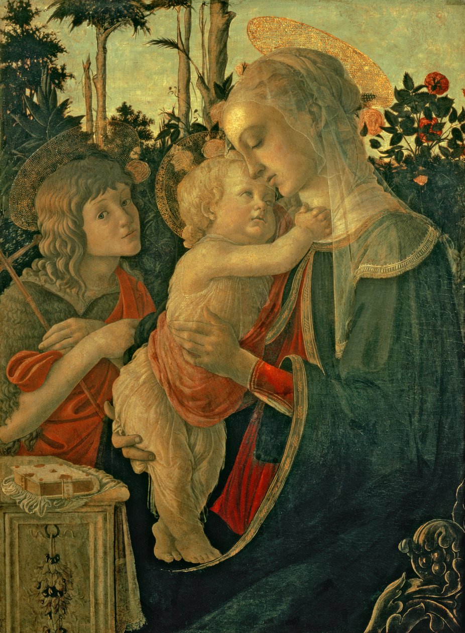 Madonna és gyermeke Keresztelő Szent Jánossal (olaj, tábla) (a részletekért lásd: 93885, 93887) alkotó: Sandro Botticelli
