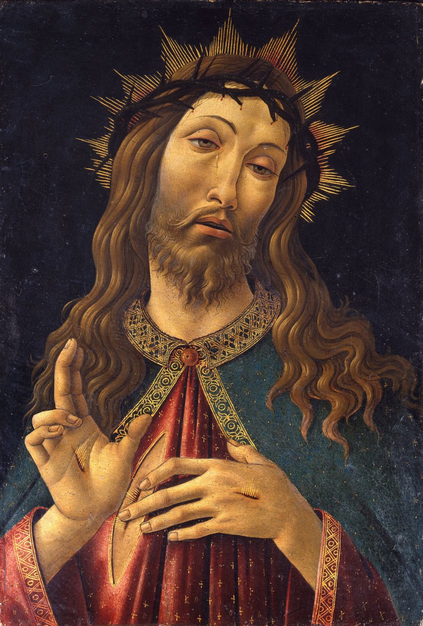 Jézus Krisztus, a Megváltó "" Alessandro di Mariano dei Filipepi festménye: Sandro Botticelli (1445-1510) 1500 Bergamo. Galleria dell