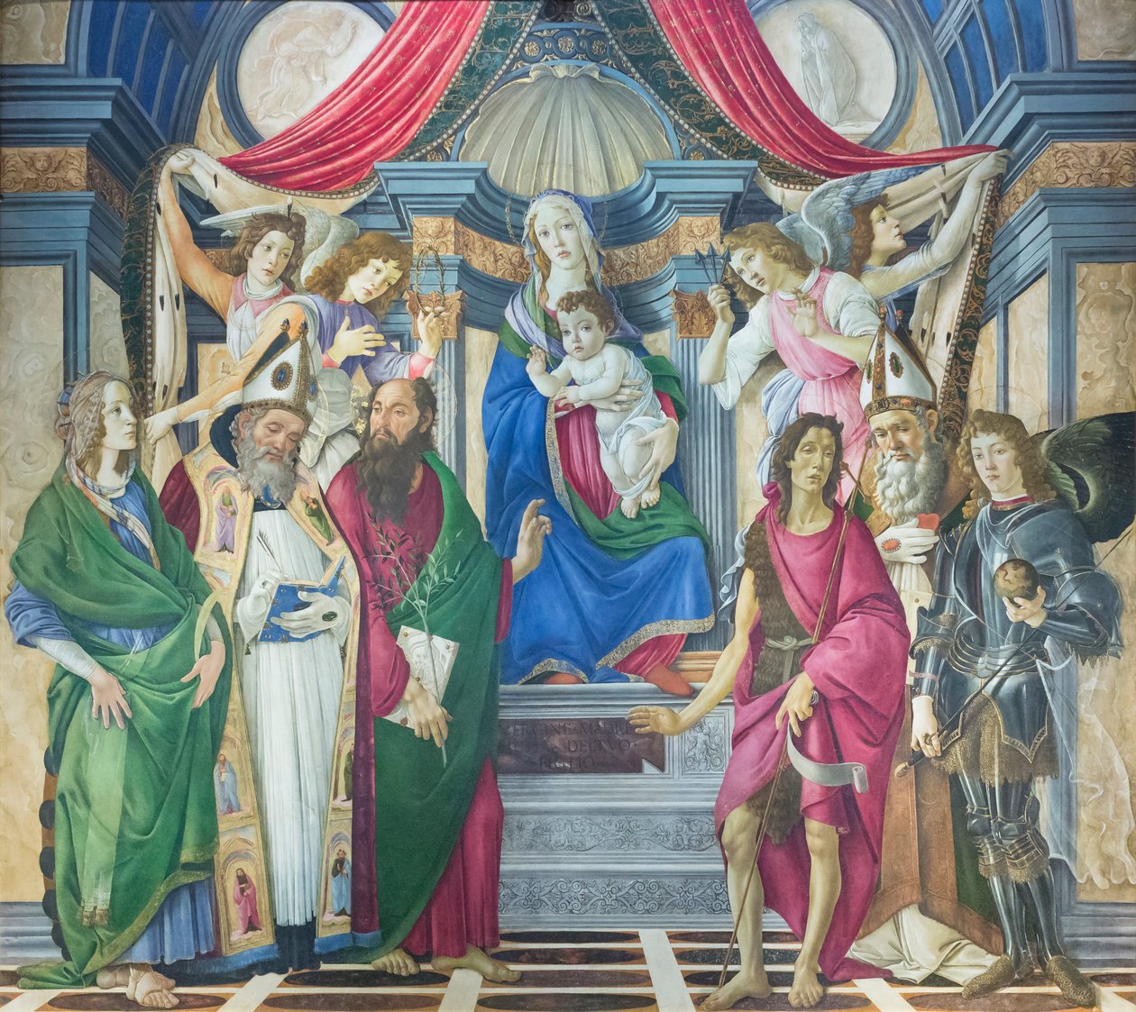 Madonna és gyermeke szentekkel trónol alkotó: Sandro Botticelli