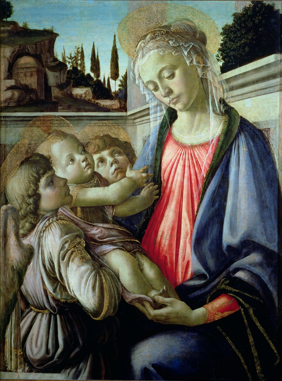 Madonna és gyermek angyalokkal (tempera a panelen) alkotó: Sandro Botticelli