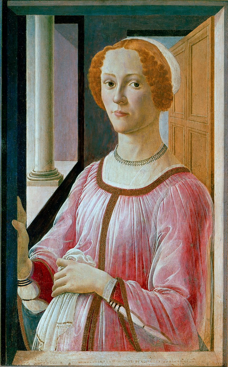 Smeralda Bandinelli Detrempe portréja fán, Alessandro di Mariano dei Filipepi, Sandro Botticelli (1445-1510) 1471 kb. V. 65x41 cm London, Nemzeti Galéria alkotó: Sandro Botticelli